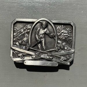 Vintage Silver tone Skiing Belt Buckle Unisex
